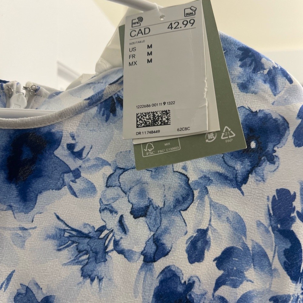 Floral Blue and White Dress - H&M